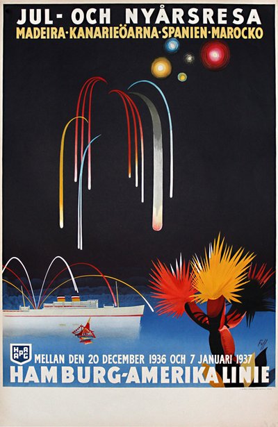 HAPAG - Hamburg-Amerika Linie original poster designed by Fuss, Albert (1889-1969)