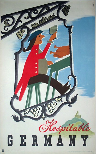 Hospitable Germany original poster designed by Werner Curilla (Curi)