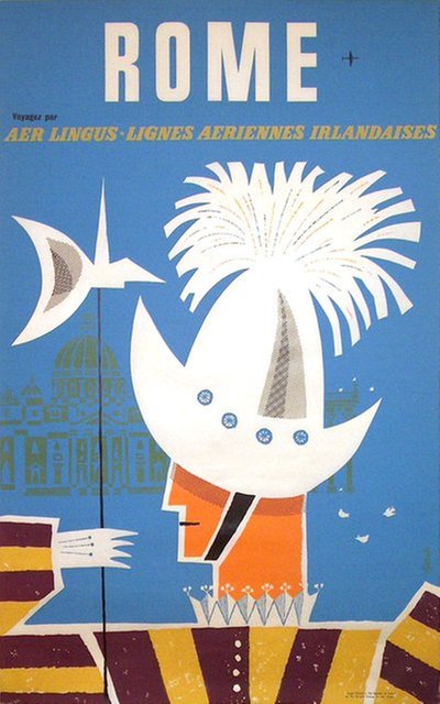 Aer Lingus - Vatican City Rome Italy original poster designed by Sluis, Piet (1929-2008)
