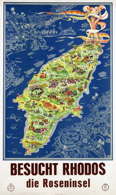 Greece - Besucht Rhodos original poster designed by Egon Huber