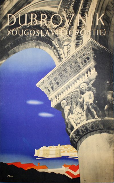 Dubrovnik Croatia Yugoslavia original poster designed by Ris