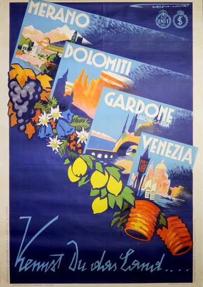 Italy Italia - Merano Dolomiti Gardone Venezia original poster designed by Lenhart, Franz (1898-1992)
