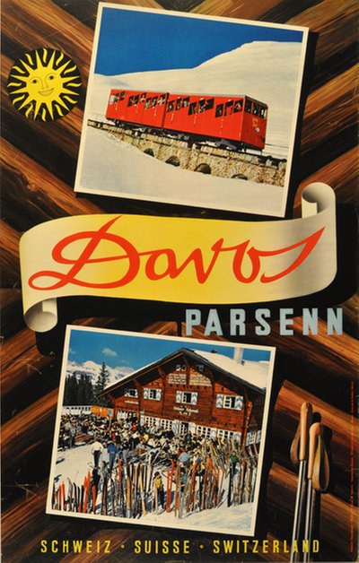 Davos Parsenn Switzerland original poster designed by Photo: Robert Capa and Werner Cohnitz