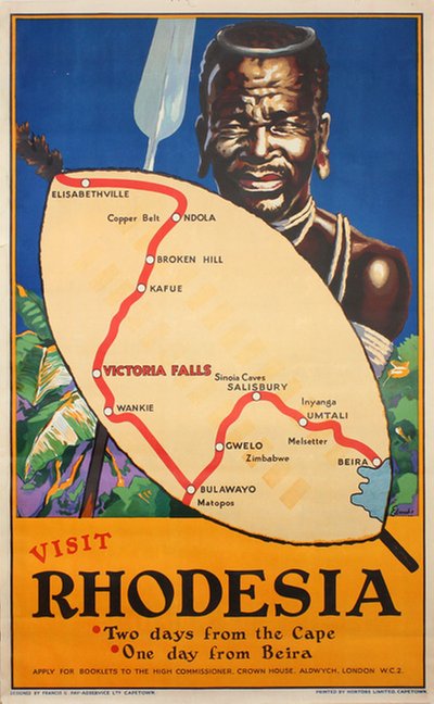 Africa - Visit Rhodesia original poster designed by Edwards