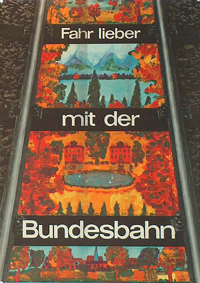 Poster Deutsche Bahn Fahr lieber mit der Bundesbahn 1958 Eisenbahn Plakat A2 