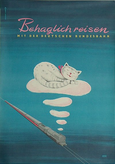 DB - Behaglich reisen mit der Deutschen Bundesbahn original poster designed by Grave-Schmandt, Heinz (1920-1993)