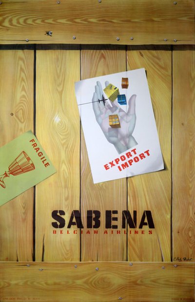 Sabena Beligian Airlines original poster designed by C. Pub Dohet