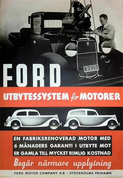 V8 Ford Motors Vintage Poster (Sweden) original poster 