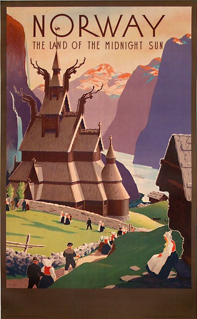 Norway - the land of the midnight sun original poster designed by Ivar Gull