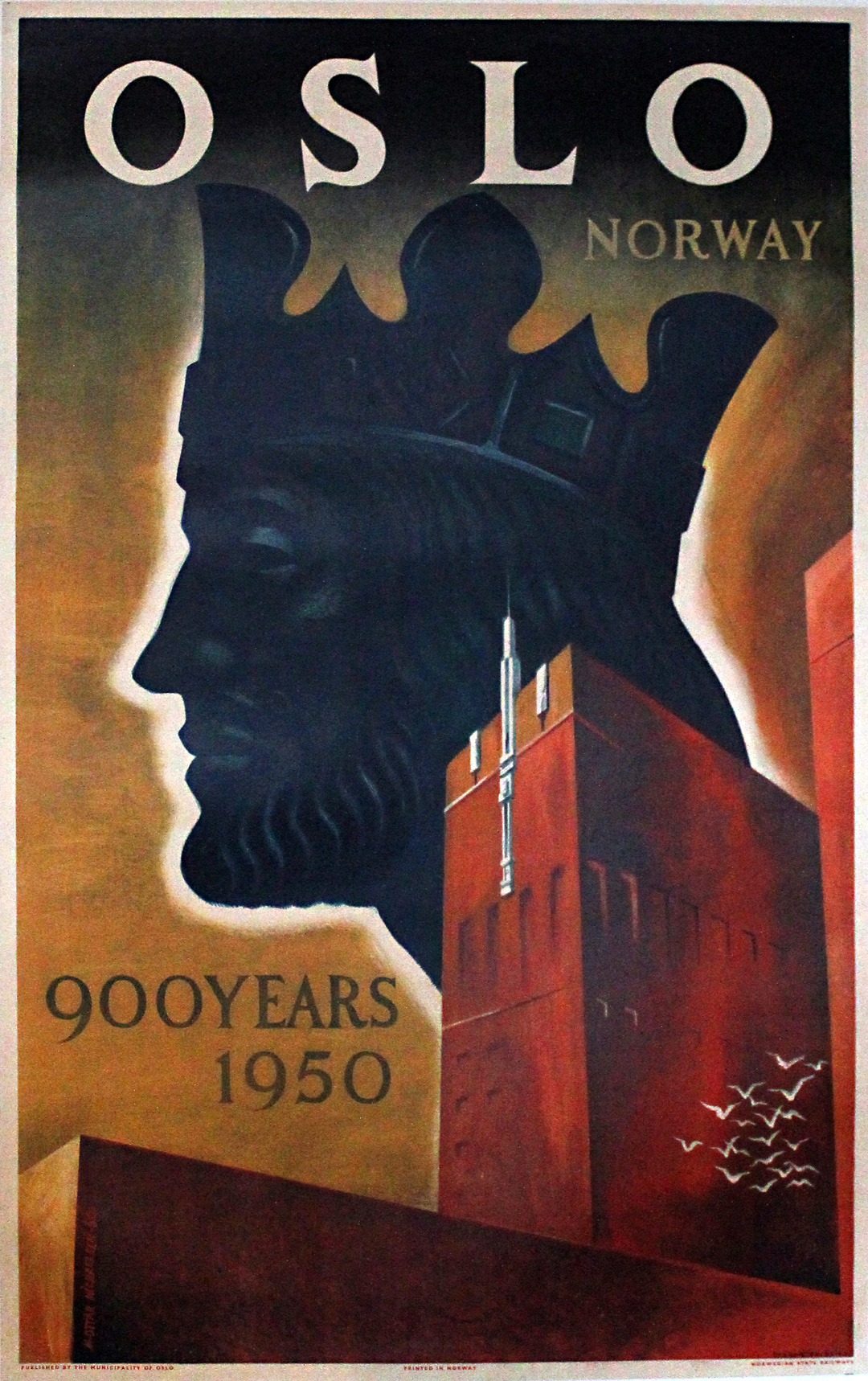 Original vintage poster: Oslo - Norway - 900 years 1950 for sale at