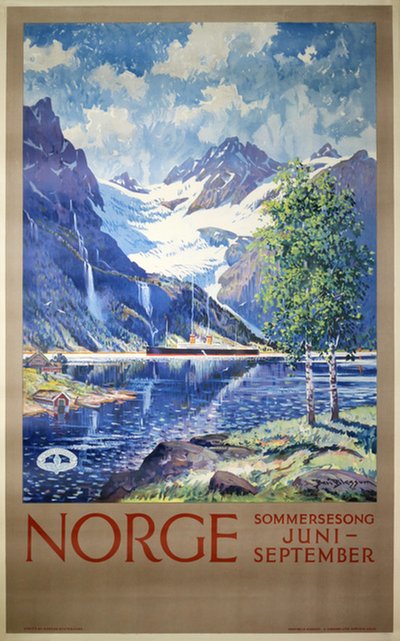 Norge - Sommersesong original poster designed by Blessum, Benjamin (Ben)  (1877-1954)