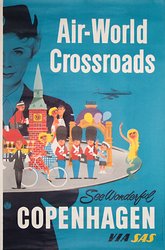 SAS - Air-World Crossroads - See Wonderful Copenhagen original vintage poster
