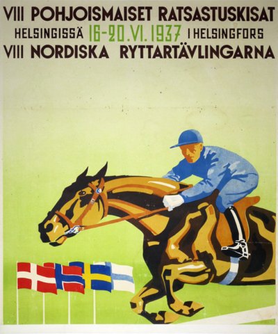 VIII Pohjoismaiset Ratsastuskisat - Vlll Nordiska Ryttartävlingar i Helsingfors original poster 