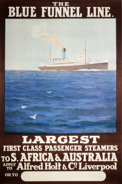 The Blue Funnel Line original poster designed by Brown, Samuel John Milton (1873-1965)