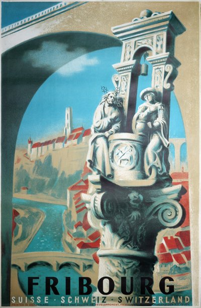 Fribourg - Switzerland original poster designed by Jordan, Willy (1902-1971)