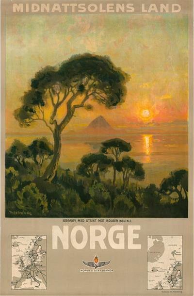 Norge - Midnattsolens Land original poster designed by Holmboe,Thorolf (1866-1935)