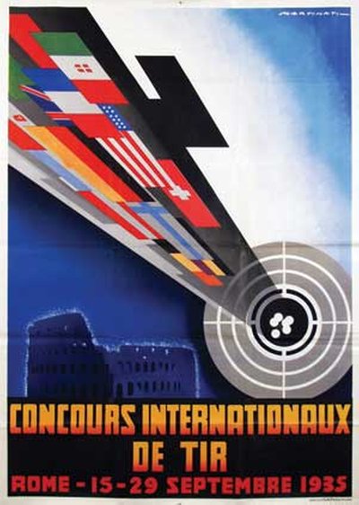 Concours Internationaux de Tir Rome original poster designed by Martinati, Luigi (1893-1984)