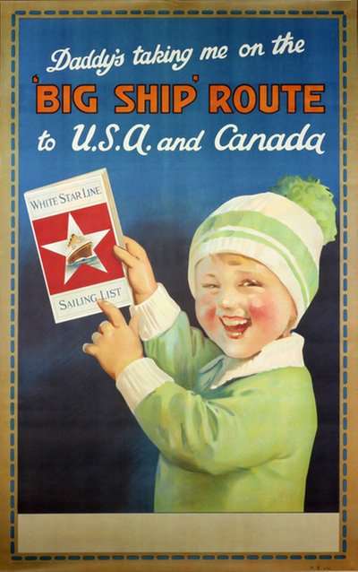 White Star Line to USA and Canada original poster 