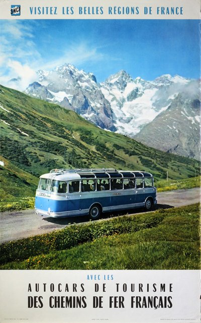 Autocars de Tourisme France original poster designed by Photo: Viguier