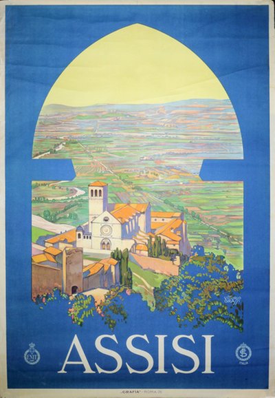 Assisi - Italy original poster designed by Grassi, Vittorio (1878-1958)