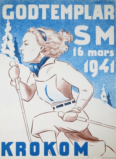 Godtemplar SM 1941 Krokom Sweden original poster designed by Almsström
