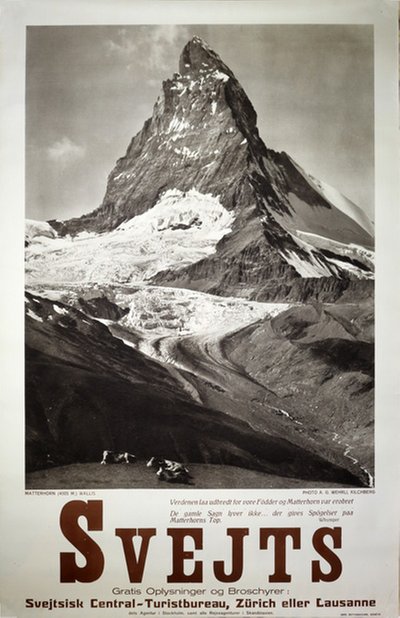 Switzerland - Matterhorn Zermatt original poster designed by Photo: A. G. Wehrli, Kilchberg