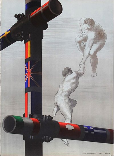 ERP Marshall Plan - European Recovery Program original poster designed by Croce, Guiseppe 