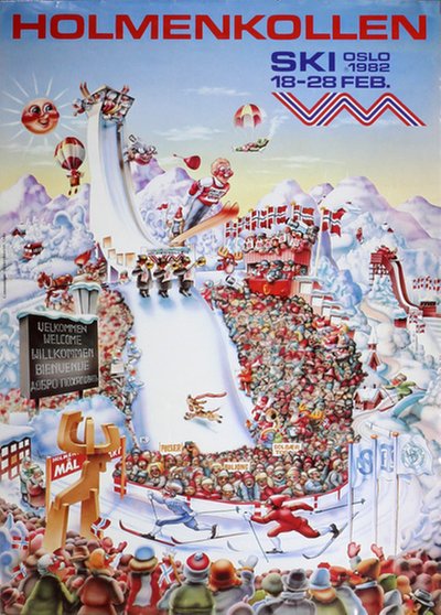 Holmenkollen Oslo Ski VM 1982 original poster designed by Witberg, Kjell Engebret (1938-2015)