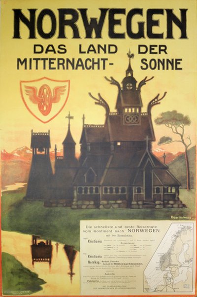 Norwegen Das Land Der Mitternachtsonne original poster designed by Holmboe, Othar (1868-1928)