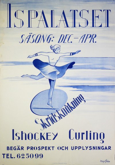Ispalatset Ice Skating poster original poster designed by Margit Rahm