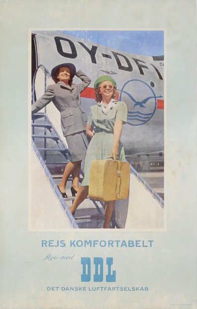 Rejs komfortabelt flyv med DDL - Det Danske Luftfartselskap original poster 