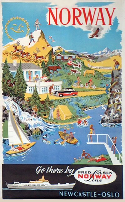 Norway - Go There By Fred Olsen Norway Line - Newcastle - Oslo original poster designed by OSREK