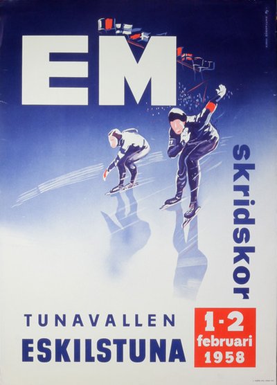 EM Skidskor Tunavallen Eskilstuna 1958 original poster designed by Söderlund, Harry 