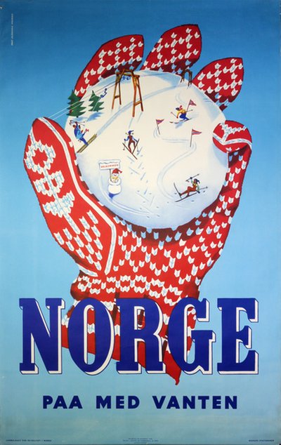 Norge paa med vanten original poster designed by Sørensen, Inger Skjensvold (1922-2006)