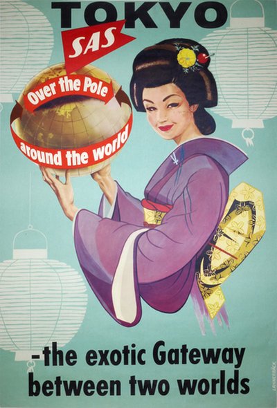 SAS - Tokyo Geisha - Over the pole original poster designed by Lannerbäck, Alf (1929-2010)