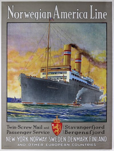 Norwegian America Line original poster designed by Hoertz, Frederick J. (1889-1978)