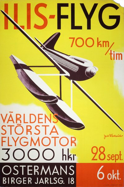 ILIS FLYG 1934 - International Aviation Exhibition in Stockholm original poster designed by Werkmäster, Jerk (1896-1978)