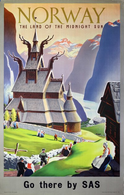 Norway - the Land of the Midnight Sun - SAS original poster designed by Ivar Gull