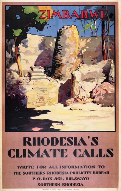 Zimbabwe - Rhodesia's climate calls original poster designed by Wyndham Robinson