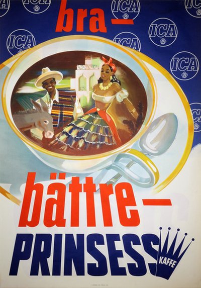 ICA Prinsess Kaffe 1946 original poster 