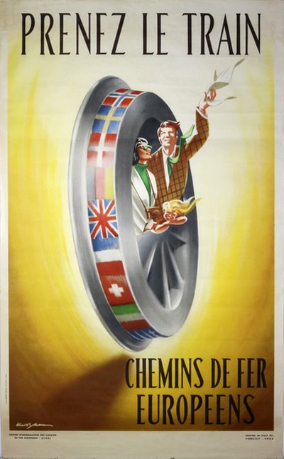 Prenez le train - Take the train original poster designed by Yran, Knut (1920-1998)