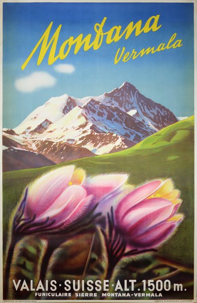 Montana Vermala  Valais Suisse Alt 1500m original poster 