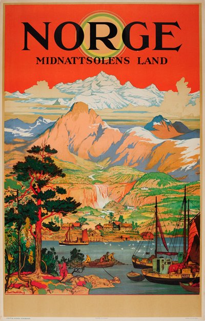 Norge - Midnattsolens Land original poster designed by Christensen, Arent Lauritz (1894-1982)