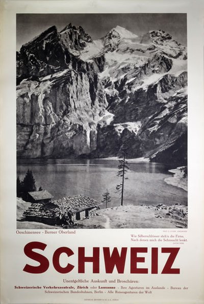 Schweiz Oeschinensee Berner Oberland  original poster designed by Photo: Emanuel Gyger (1886-1951)