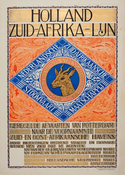 Holland South Africa Line - Holland Zuid Afrika Lijn original poster designed by Laars, Tiete van der (1861-1939)