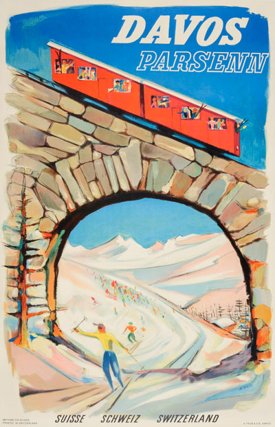 THEXX ポスター　古着　ヴィンテージ Davos Parsenn Switzerland (1952) - Original Vintage Poster