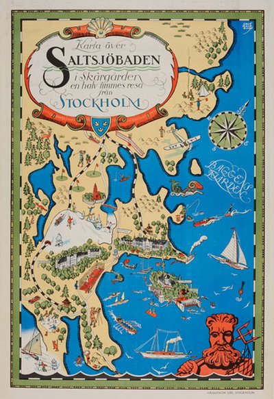 Saltsjöbaden Stockholm Sweden original poster designed by Åkerbladh, Ernst (1890-1969)
