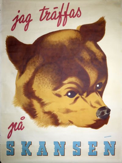 Skansen - Stockholm - Bear original poster designed by Westerdal, Putti (1916-2006)