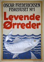 Trout Oscar Fredericksen Fiskehuset plakat vintage