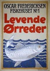 Trout Oscar Fredericksen Fiskehuset plakat vintage